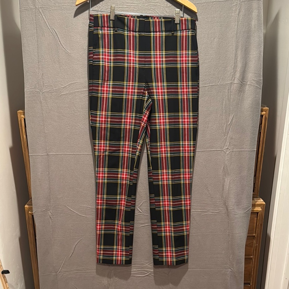 J. Crew Black Plaid Trousers with Red and Yellow Windowpane
